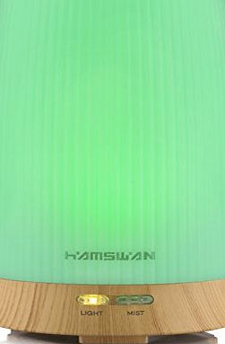 HAMSWAN [Christmas Thanksgiving Gift] HAMSWAN Ultrasonic Essential Oil Diffuser with 7 Color Lamp 100ml Aroma Diffuser Auto Shutoff System for Office Bedroom Childs Room Spa Yoga